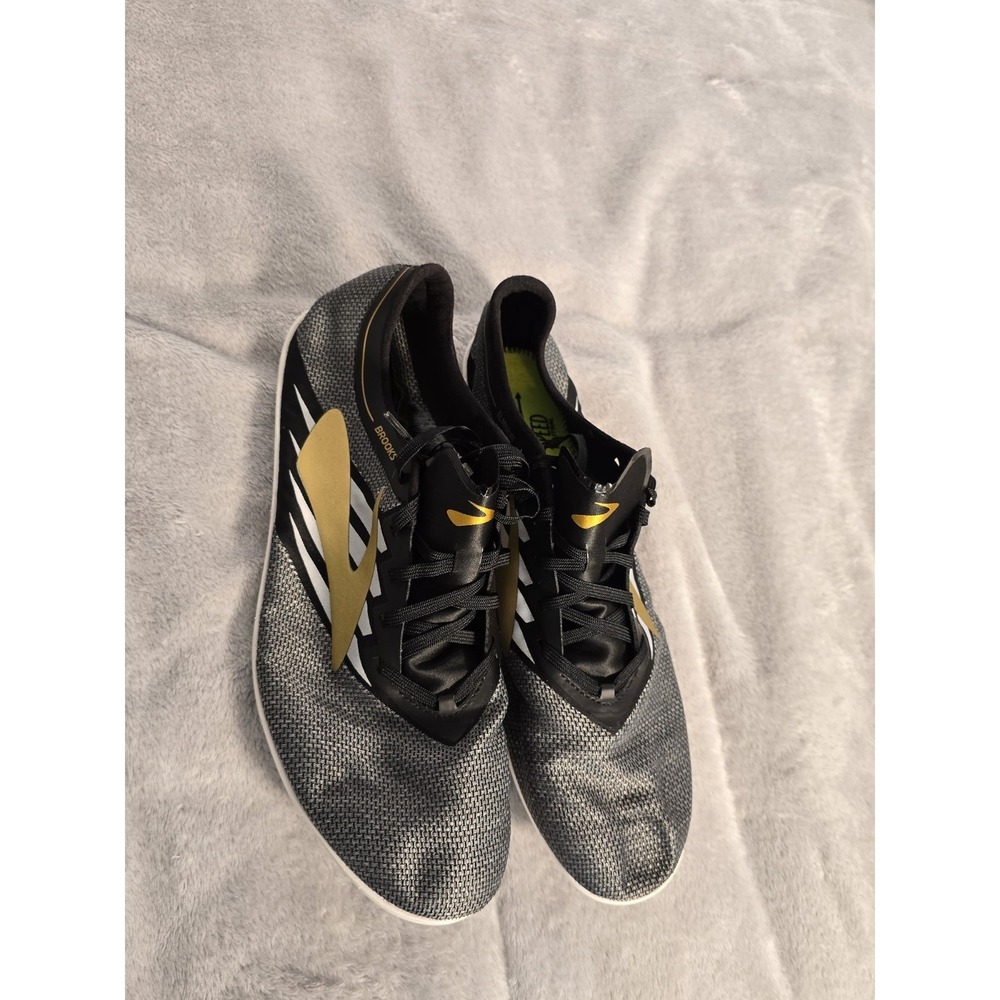 Brooks Speed Sprint Track Spikes Men's 14 Black Gold White Racing Shoes New...